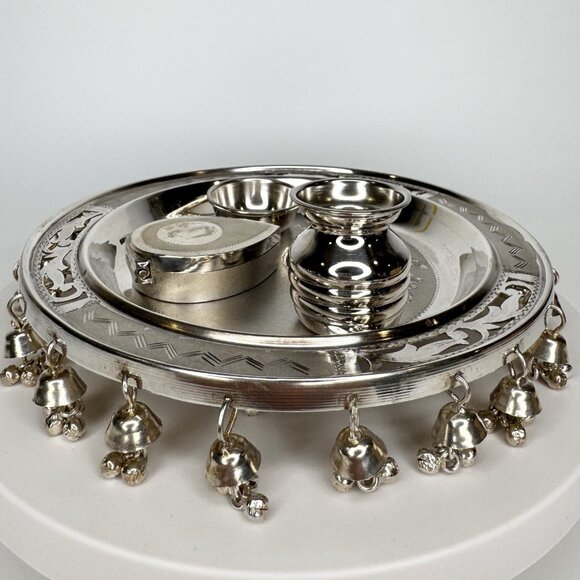 Pooja Puja Thali Set 900 Silver In Box - Picture 6 of 11